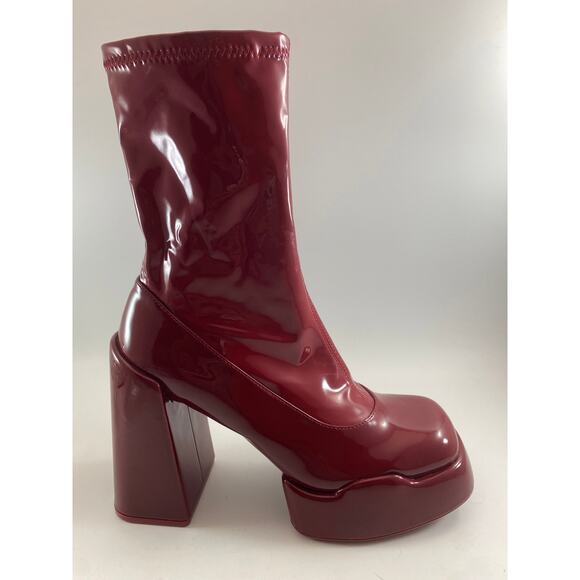 Charles & Keith Darcy Patent Platform Ankle Boots - Red 37 US 7 - Picture 5 of 10